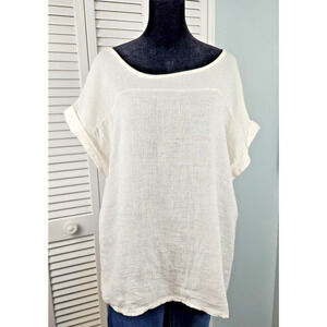 Bellambia Linen Top Large White Made in Italy Relaxed Fit